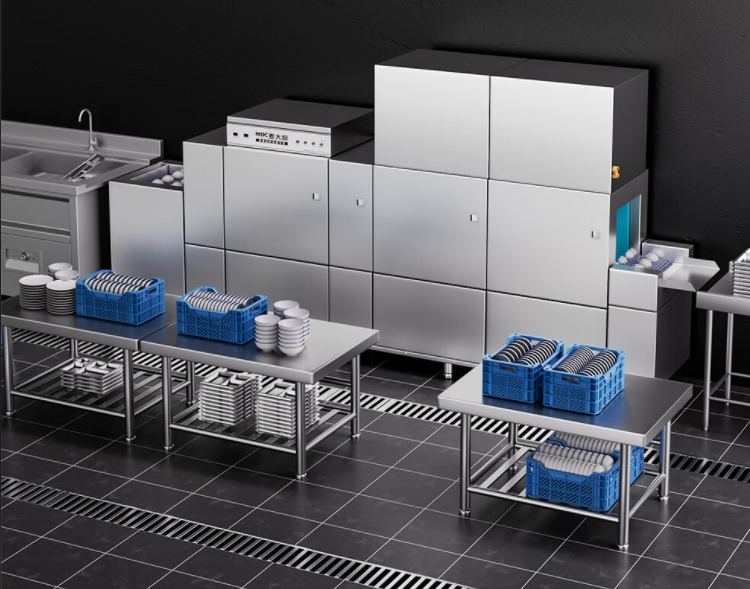 自助餐厅高峰时段忙乱？长龙洗碗机，高效清洗助力顺畅运营！